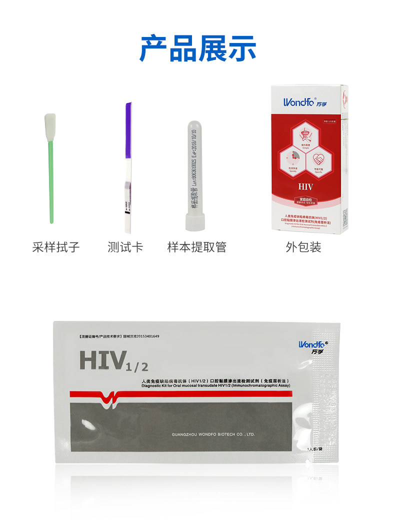 萬孚 HIV艾滋病唾液檢測紙測試條  口腔黏膜免疫層析法（一盒） 